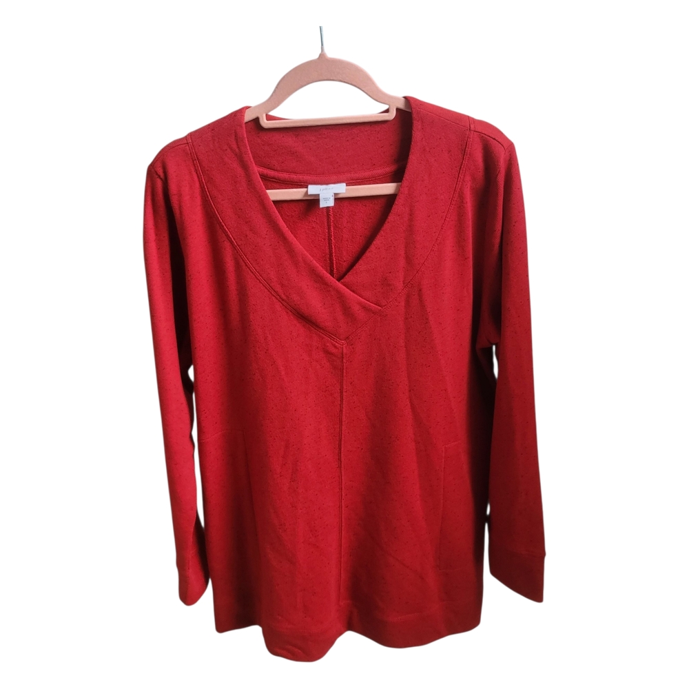 J Jill Classic Red V-Neck Tunic